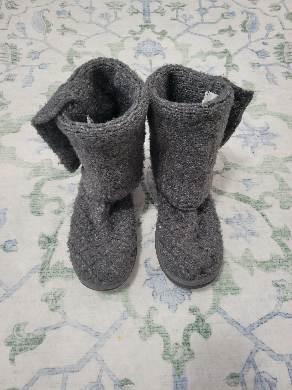 UGG Charcoal Gray Knit Mid-Calf Boots